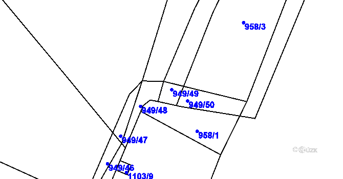 Parcela st. 949/49 v KÚ Miličín, Katastrální mapa