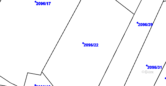 Parcela st. 2096/22 v KÚ Miličín, Katastrální mapa