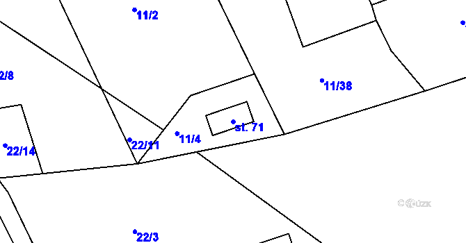 Parcela st. 71 v KÚ Záhoří u Miličína, Katastrální mapa