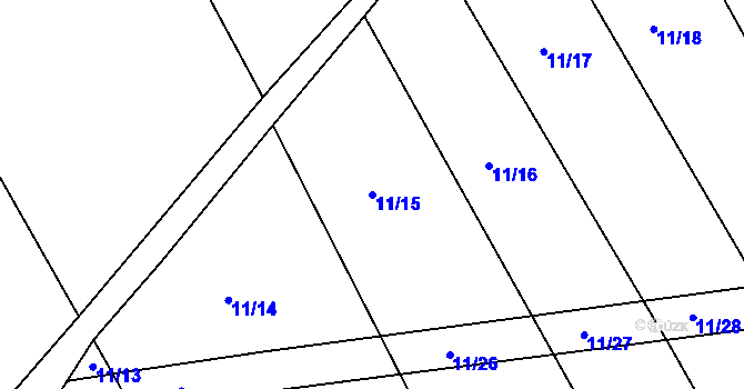 Parcela st. 11/15 v KÚ Záhoří u Miličína, Katastrální mapa