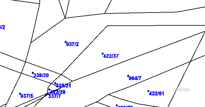 Parcela st. 422/37 v KÚ Záhoří u Miličína, Katastrální mapa