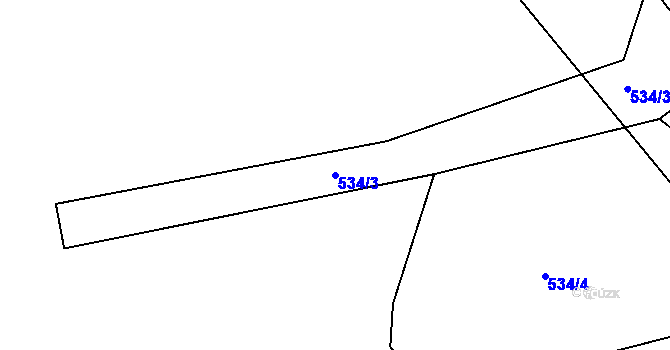 Parcela st. 534/3 v KÚ Záhoří u Miličína, Katastrální mapa