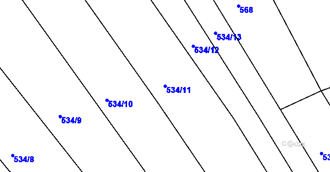 Parcela st. 534/11 v KÚ Záhoří u Miličína, Katastrální mapa