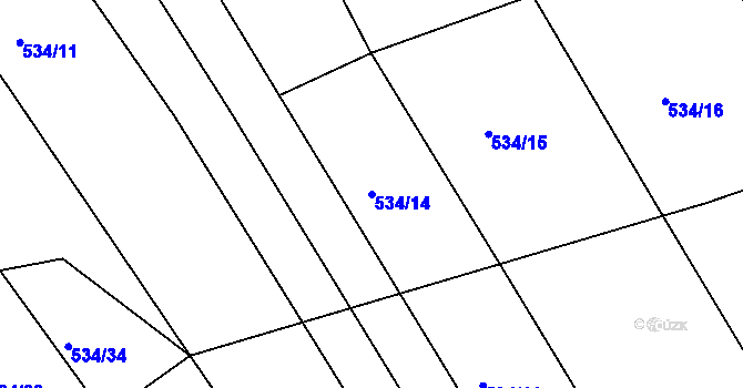 Parcela st. 534/14 v KÚ Záhoří u Miličína, Katastrální mapa
