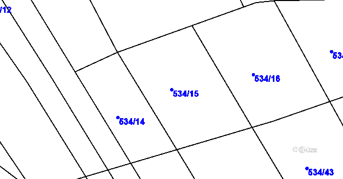 Parcela st. 534/15 v KÚ Záhoří u Miličína, Katastrální mapa