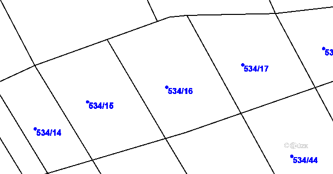 Parcela st. 534/16 v KÚ Záhoří u Miličína, Katastrální mapa