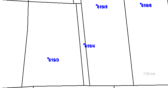 Parcela st. 619/4 v KÚ Záhoří u Miličína, Katastrální mapa