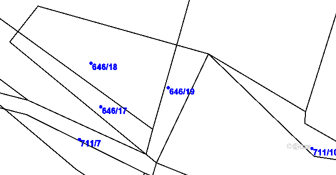 Parcela st. 646/19 v KÚ Záhoří u Miličína, Katastrální mapa