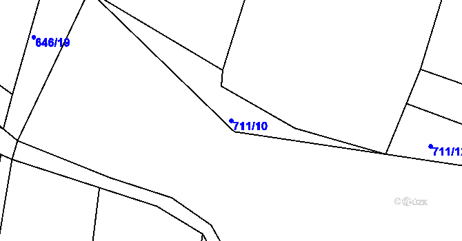 Parcela st. 711/10 v KÚ Záhoří u Miličína, Katastrální mapa