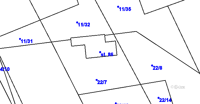 Parcela st. 86 v KÚ Záhoří u Miličína, Katastrální mapa