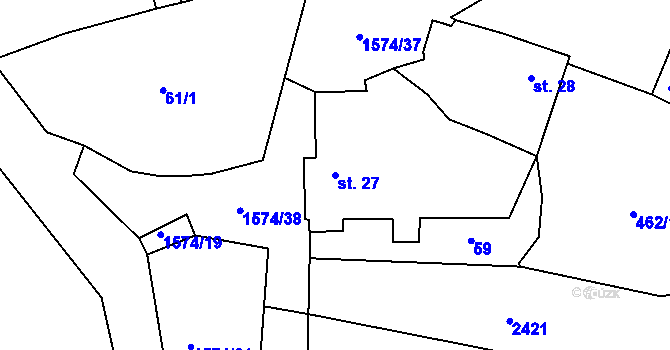 Parcela st. 27 v KÚ Milíčov u Jihlavy, Katastrální mapa