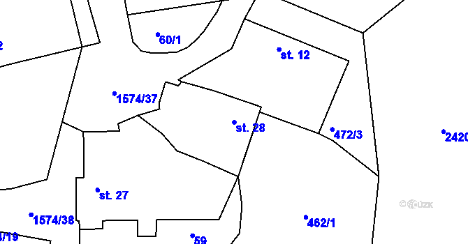 Parcela st. 28 v KÚ Milíčov u Jihlavy, Katastrální mapa