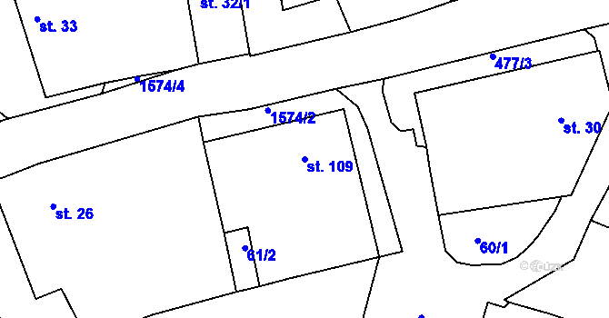 Parcela st. 109 v KÚ Milíčov u Jihlavy, Katastrální mapa