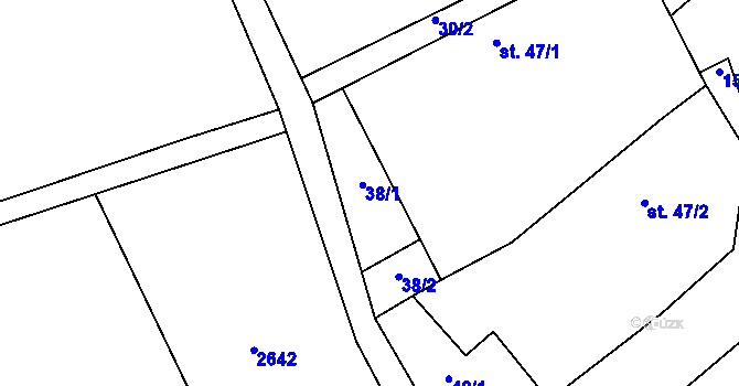 Parcela st. 38 v KÚ Milíčov u Jihlavy, Katastrální mapa