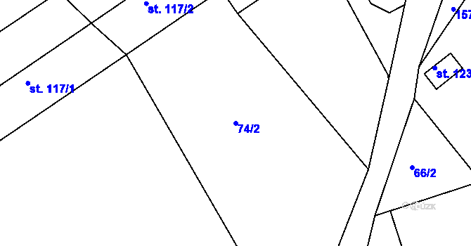 Parcela st. 74/2 v KÚ Milíčov u Jihlavy, Katastrální mapa