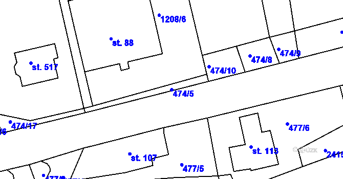 Parcela st. 474/5 v KÚ Milíčov u Jihlavy, Katastrální mapa