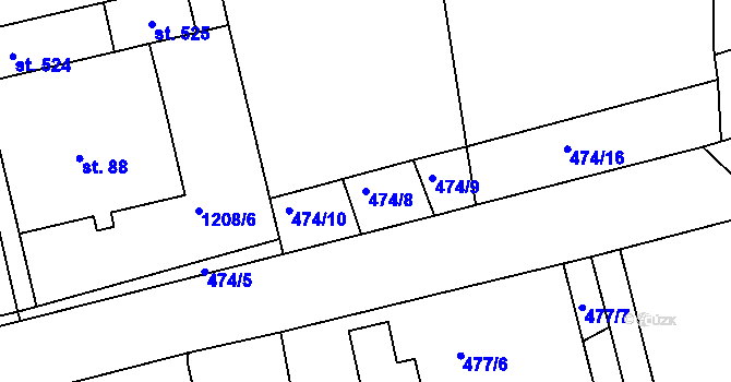 Parcela st. 474/8 v KÚ Milíčov u Jihlavy, Katastrální mapa