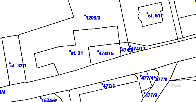 Parcela st. 474/15 v KÚ Milíčov u Jihlavy, Katastrální mapa