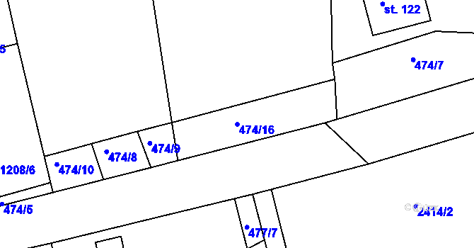 Parcela st. 474/16 v KÚ Milíčov u Jihlavy, Katastrální mapa