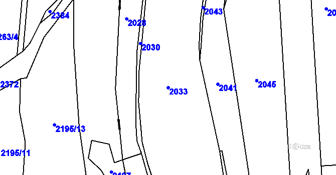 Parcela st. 2033 v KÚ Milíčov u Jihlavy, Katastrální mapa