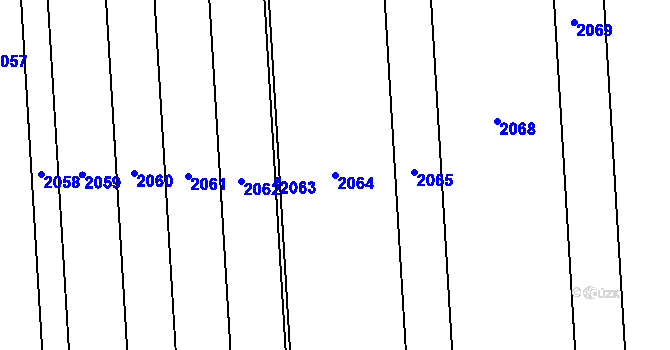 Parcela st. 2064 v KÚ Milíčov u Jihlavy, Katastrální mapa