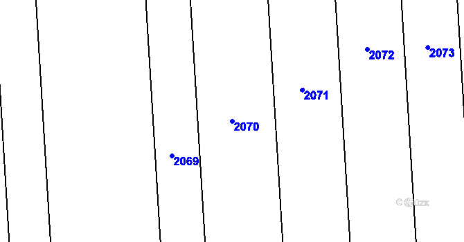 Parcela st. 2070 v KÚ Milíčov u Jihlavy, Katastrální mapa