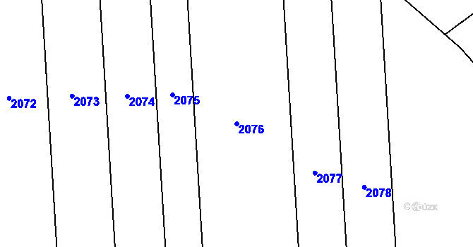 Parcela st. 2076 v KÚ Milíčov u Jihlavy, Katastrální mapa