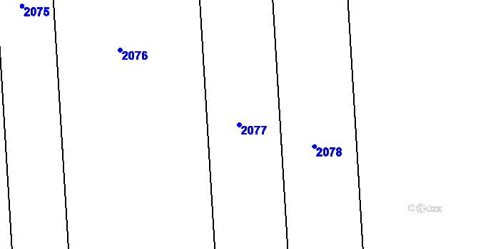 Parcela st. 2077 v KÚ Milíčov u Jihlavy, Katastrální mapa