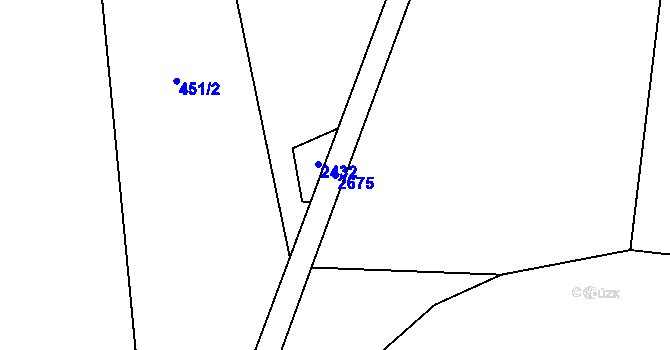 Parcela st. 2675 v KÚ Milíčov u Jihlavy, Katastrální mapa