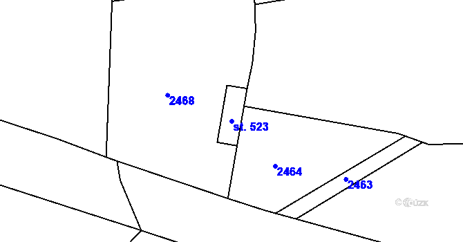 Parcela st. 523 v KÚ Milíčov u Jihlavy, Katastrální mapa