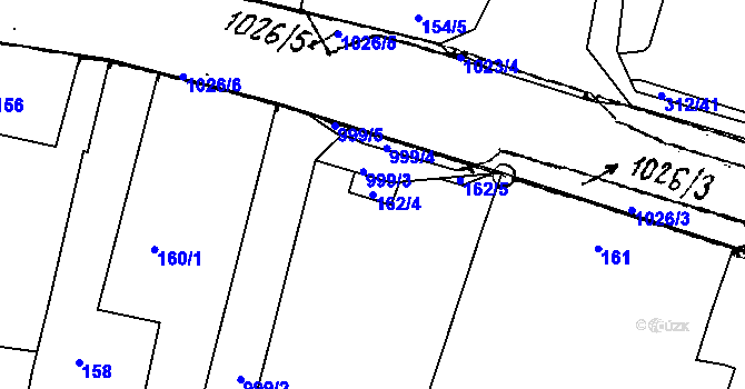 Parcela st. 162/4 v KÚ Milíčovice, Katastrální mapa