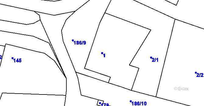 Parcela st. 1 v KÚ Milíčovice, Katastrální mapa