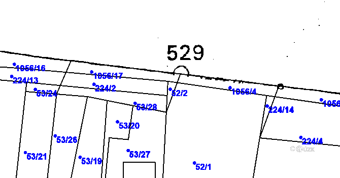 Parcela st. 52/2 v KÚ Milíčovice, Katastrální mapa