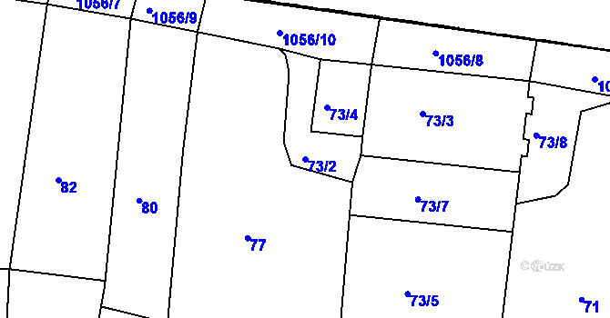 Parcela st. 73/2 v KÚ Milíčovice, Katastrální mapa