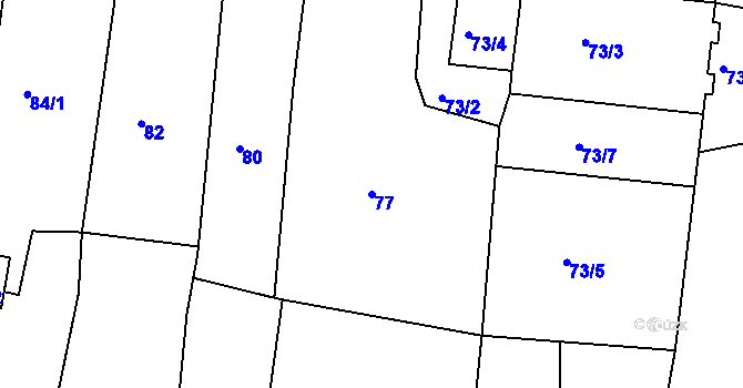 Parcela st. 77 v KÚ Milíčovice, Katastrální mapa