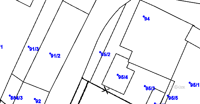 Parcela st. 95/2 v KÚ Milíčovice, Katastrální mapa