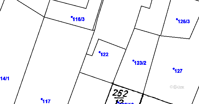 Parcela st. 122 v KÚ Milíčovice, Katastrální mapa