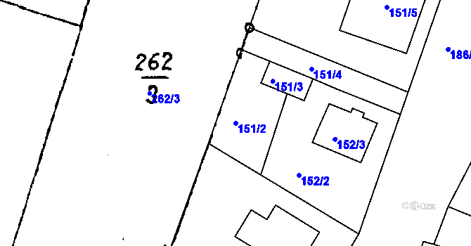 Parcela st. 151/2 v KÚ Milíčovice, Katastrální mapa