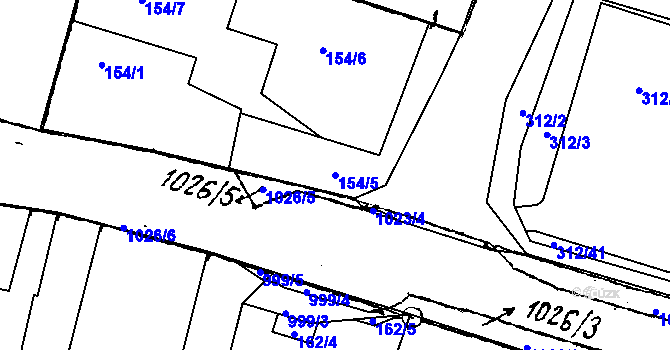 Parcela st. 154/5 v KÚ Milíčovice, Katastrální mapa