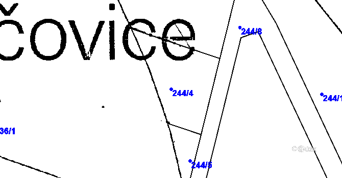 Parcela st. 244/4 v KÚ Milíčovice, Katastrální mapa
