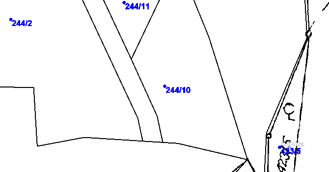 Parcela st. 244/10 v KÚ Milíčovice, Katastrální mapa