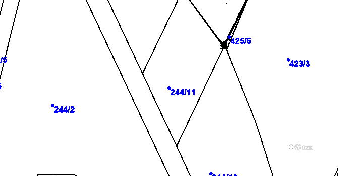 Parcela st. 244/11 v KÚ Milíčovice, Katastrální mapa