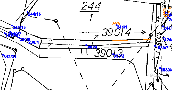 Parcela st. 390/4 v KÚ Milíčovice, Katastrální mapa