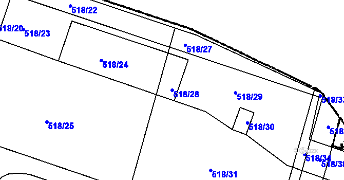 Parcela st. 518/28 v KÚ Milíčovice, Katastrální mapa