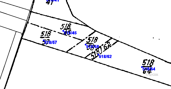 Parcela st. 518/58 v KÚ Milíčovice, Katastrální mapa