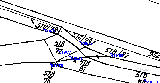 Parcela st. 518/79 v KÚ Milíčovice, Katastrální mapa
