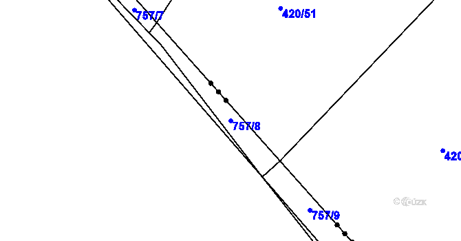 Parcela st. 757/8 v KÚ Milíčovice, Katastrální mapa