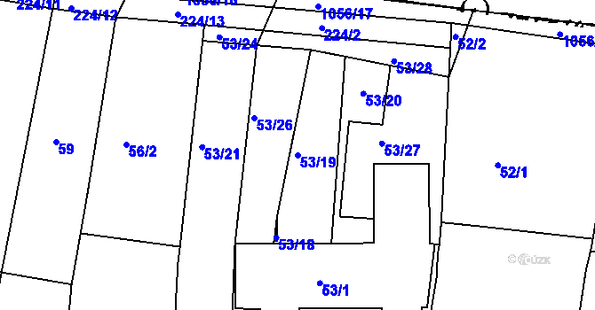 Parcela st. 53/19 v KÚ Milíčovice, Katastrální mapa
