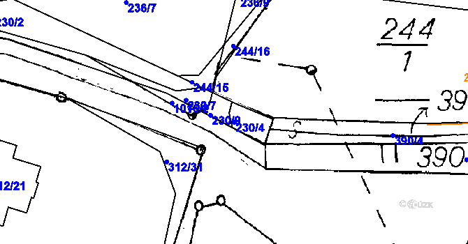 Parcela st. 230/4 v KÚ Milíčovice, Katastrální mapa