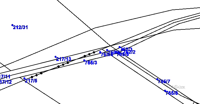 Parcela st. 765/4 v KÚ Milíčovice, Katastrální mapa